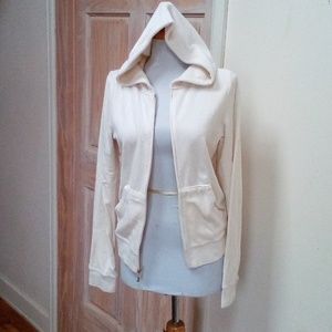 VGUC - JUICY COUTURE Cream Color Velour Hoodie Jacket  Size S